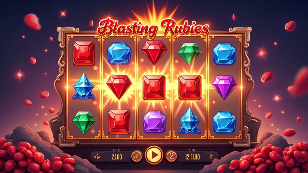 Blasting Rubies pokie machine gameplay